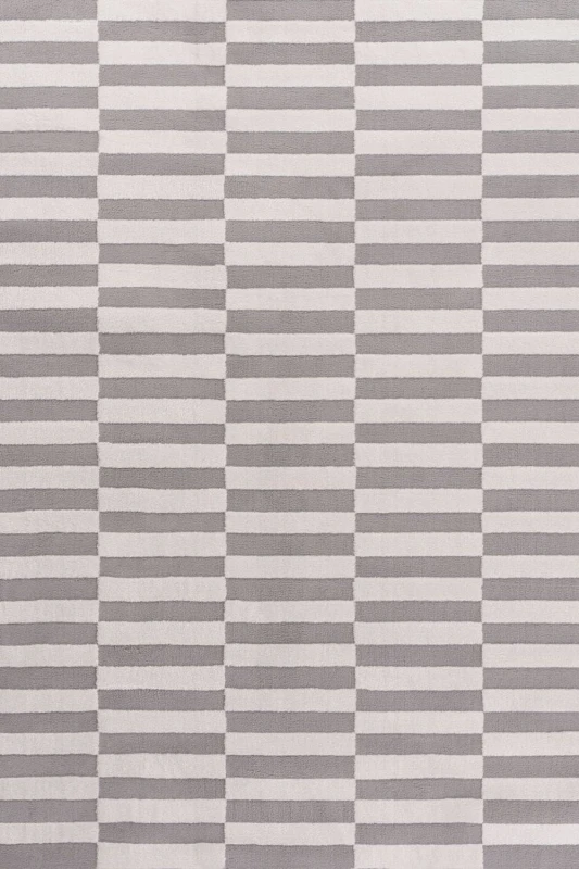 Image of THE RUGS Loft Striped Living Room Area Rug & Runners Soft Pile in Light Grey Size: 80cm x 150cm Light Grey Unisex 80cm x 150 cm