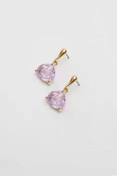Image of Gold Plated And Amethyst Open Stone Earrings