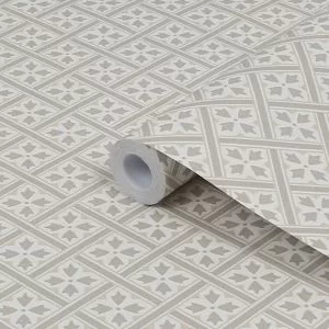 Image of Laura Ashley Mr Jones Dove Grey Geometric Smooth Wallpaper