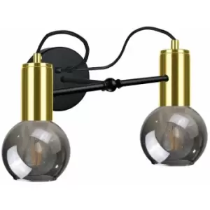 image of Keter Liv Wall Lamp Black, Gold, 25cm, 2x E27