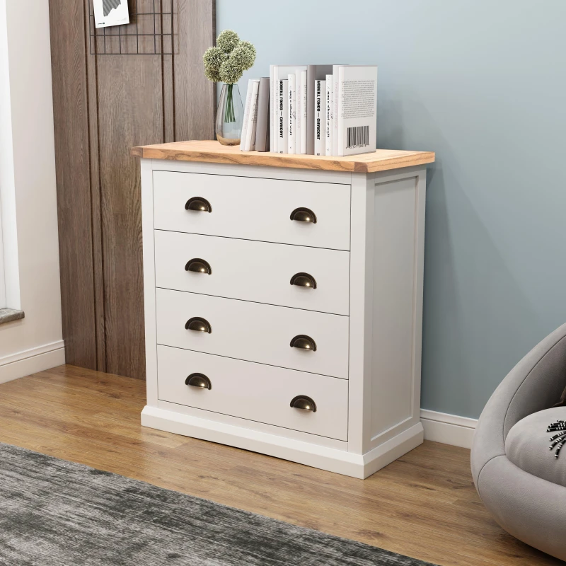 Image of Cabinet Bits Cosenza 4 Drawer Chest of Drawers Brass Cup Handle in Off-White Off-White Unisex
