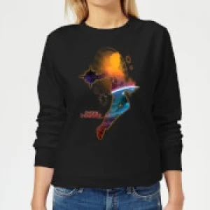 Image of Captain Marvel Nebula Flight Womens Sweatshirt - Black