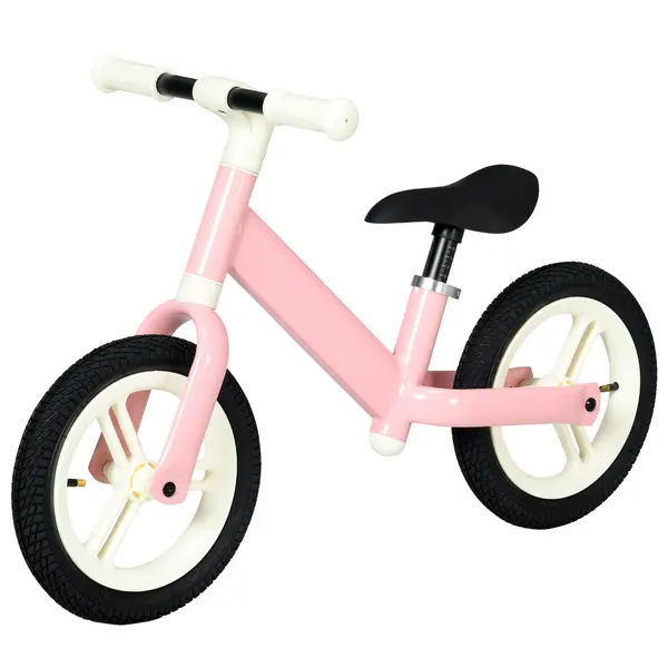 image of AIYAPLAY 12" Kids Balance Bike, No Pedal Training Bike for Children with Adjustable Seat, 360° Rotation Handlebars - Pink