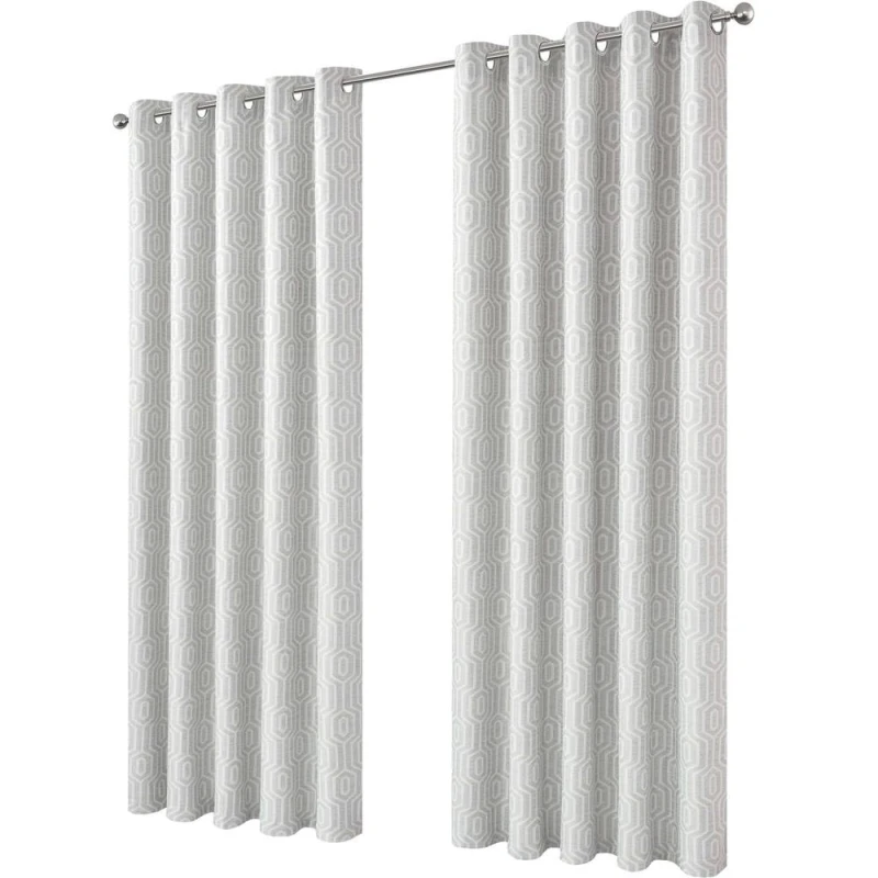 Image of New Edge Blinds Paris Jacquard Eyelet Curtains in Natural Size: 228cm width x 228cm drop Natural Unisex 228cm width x 228cm drop