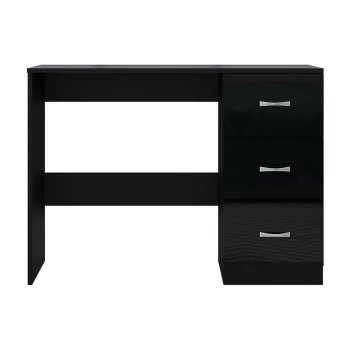 image of Chilton Modern 3 Drawer Dressing Table - Black - Black