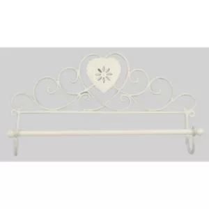 image of Cream Heart Wall Hanging Kitchen Roll Holder