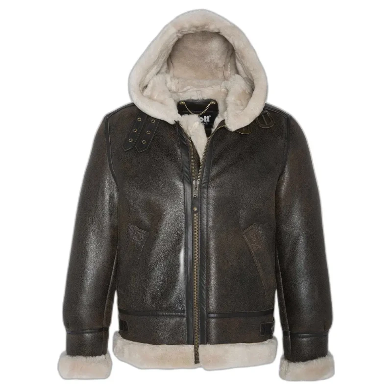 Image of Schott Hooded bomber jacket Schott Marron Male L