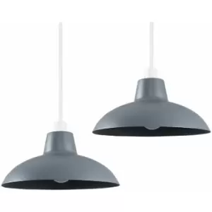 image of Minisun - 2 x Dark Grey Metal Easy Fit Ceiling Pendant Light Shades