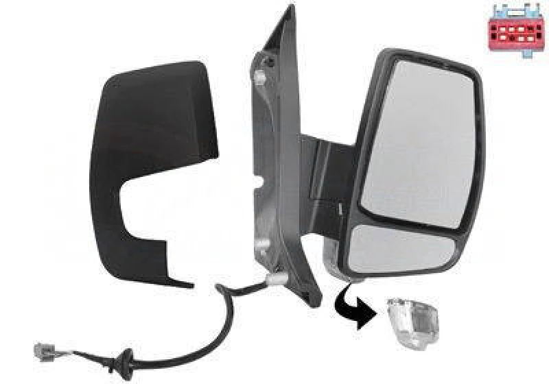 Image of VAN WEZEL 1987802 Wing mirror * HAGUS * Right, Internal Adjustment, Rough Outside Mirror (50)