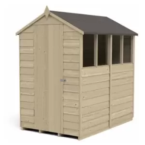 Image of 6' x 4' Forest Overlap Pressure Treated Apex Wooden Shed - 4 Windows - Natural Timber