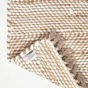 Image of Horizon Neutral Chevron Hemp Chindi Rug, 120 x 170cm - Natural - Homescapes