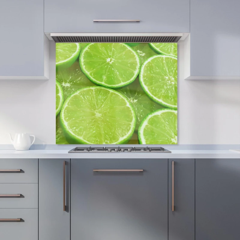 Image of Warren Reed - Designer Fresh Limes Kitchen Splashback in Green Size: 600mm x 750mm Green Unisex 600mm x 750mm
