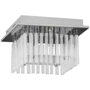 Image of HOMCOM Raindrop Crystal Chandelier Flush Mount Ceiling Light G9 Bulbs Required