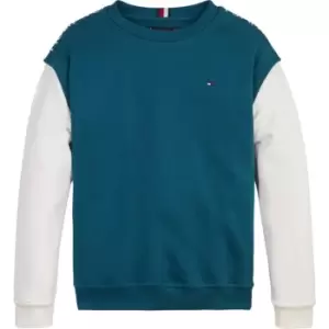 Image of Tommy Hilfiger Rib Insert Blocking Sweatshirt - Blue