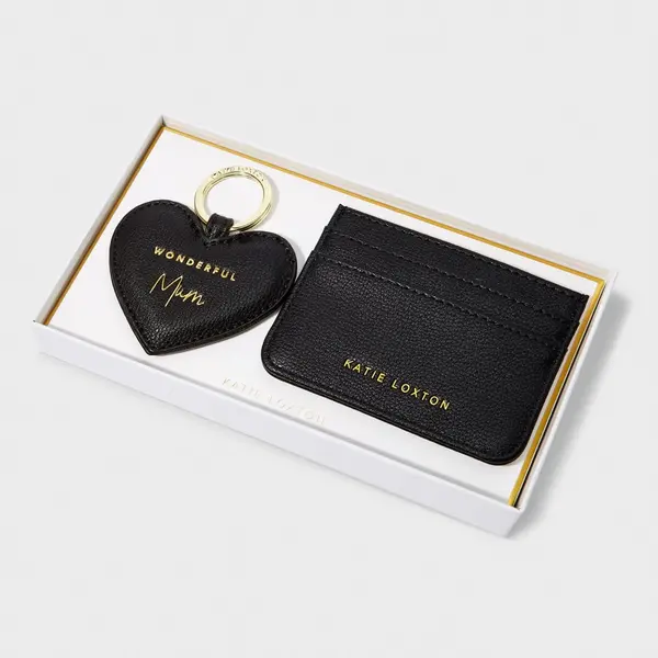 Katie Loxton Black Card Holder & Keyring Set KLB3062