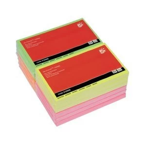 image of 5 Star Office Re Move Notes Repositionable Neon Pad of 100 Sheets 76x127mm Assorted Pack 12