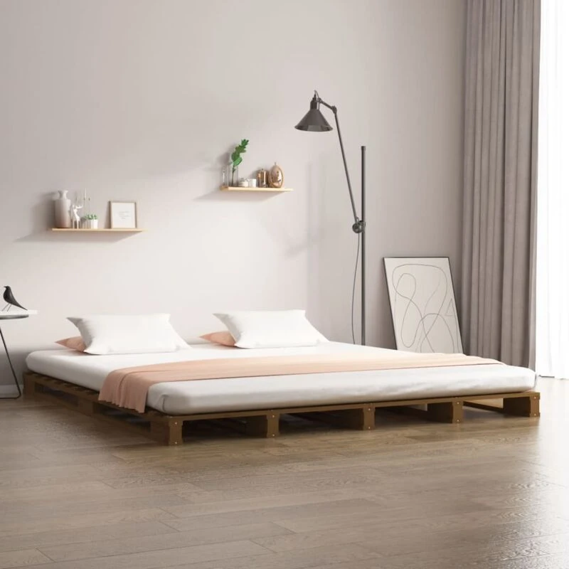 Image of Vidaxl Pallet Bed Honey Brown 120X200 Cm Solid Wood Pine, Brown 821390
