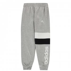 image of adidas Boys Essentials Linear Colorblock Pants - Grey/Black