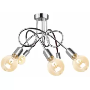 image of Keter Rumba Multi Arm Semi Flush Ceiling Light Silver, 50cm, 5x E27