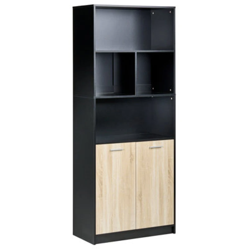 Image of Beliani 2 Door Bookcase Zehna Brown/ Black