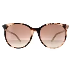 Image of Round Pink Havana Brown Gradient Sunglasses