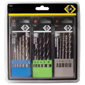 CK Tools T3064B Masonry/Metal/Wood Drill Bit Set of 16