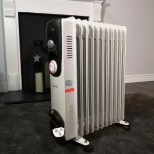 image of 2500w 2.5kw 11 Fin Oil Filled Radiator / Heater with Timer