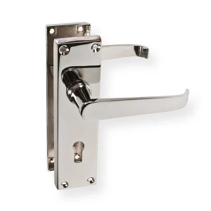 image of LocksOnline Straight Victorian Door Handle Set on Backplate