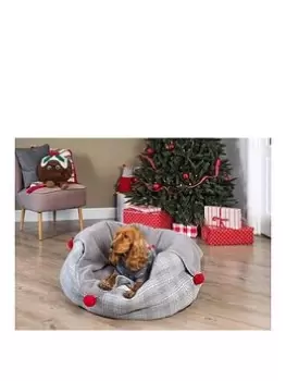 Image of Zoon Grey Plaid Oval Bed - Medium - X Large