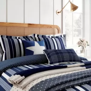 image of Helena Springfield Hamptons Stripe Kingsize Duvet Cover Set, Navy