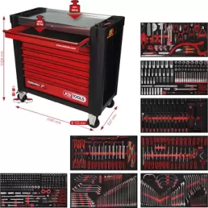 Image of PERFORMANCE PLUS workshop trolley with tools, P25, with 564 tools, for 8 drawers