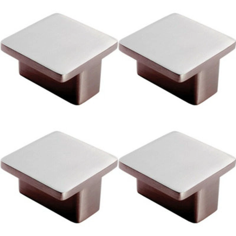 Image of Loops 4x Square T Shape Cupboard Door Knob 38 x 38mm Satin Nickel Cabinet Handle Metallics unisex