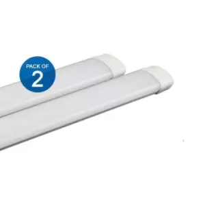 image of 18W Prismatic LED Tube Batten complete fitting 0.6m, 1440 lumens, 3000K (pack of 2 units)