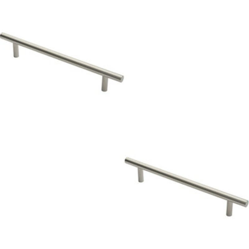 Image of Loops 2x 19mm Straight T Bar Pull Handle 300mm Fixing Centres Satin Stainless Steel Metallics unisex