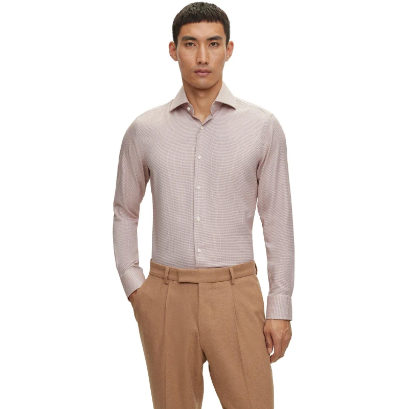 Image of Boss Mens Long-Sleeve Plain Shirt Red male 15 inch