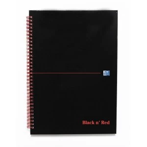 image of Black n Red A4 90gm2 140 Pages Recycled Ruled Hard Back Glossy Wirebound Notebook Black Pack of 5