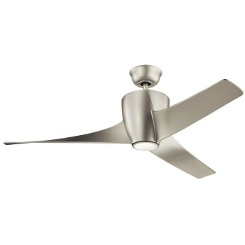 image of Kichler Phree 3 Blade 142cm Ceiling Fan with LED Light Brushed Nickel Remote Control - Elstead