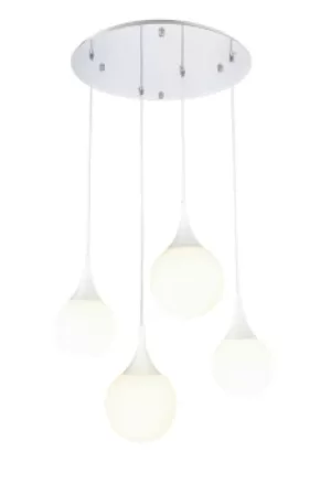 image of Dewdrop Cluster Ceiling Pendant Lamp White, 4 Light, E27