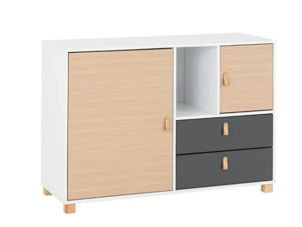 Seconique Brooklyn Grey and Oak 2 Door 2 Drawer Storage Unit