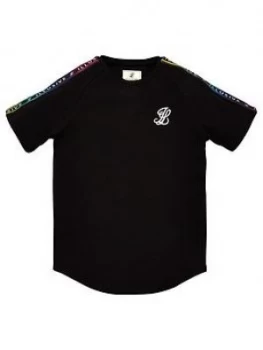 image of Illusive London Boys Taped Short Sleeve T-Shirt - Black, Size 11-12 Years