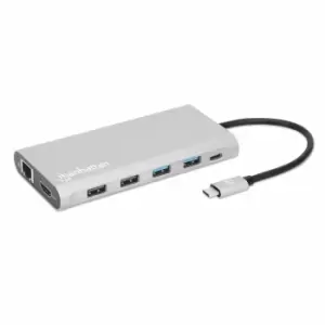 image of Manhattan USB-C Dock/Hub with Card Reader and MST, Ports (x10):...