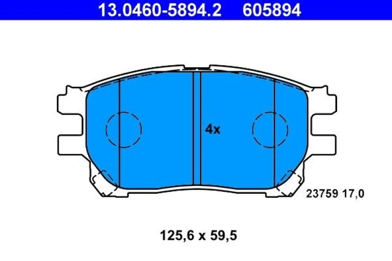 Image of ATE 13.0460-5894.2 Brake pad set excl. wear warning contact Brake Pad Set,disc brake (402)