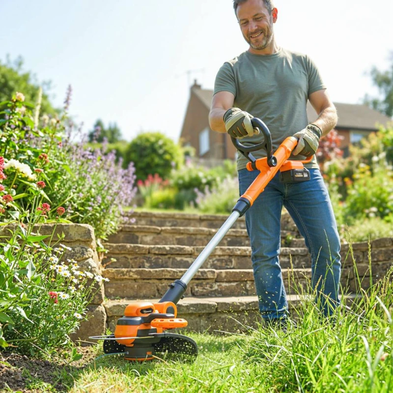 Image of OUTSUNNY Cordless Strimmer with 2 x 4.0Ah Lithium Batteries & Charger in Orange Orange Unisex