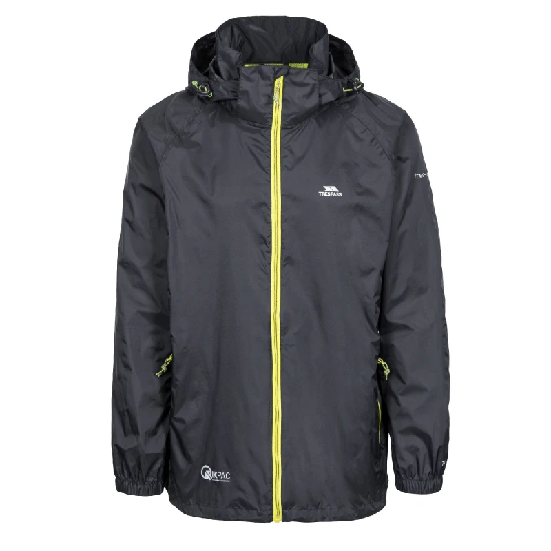 Image of Trespass Trespass Men Qikpac X Packaway Jacket in Jet Black Size: Medium Jet Black M Male 5059444358180