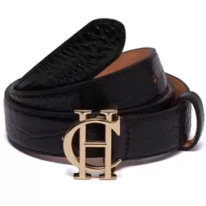 image of Holland Cooper Womens HC Classic Slim Belt Black Croc Large