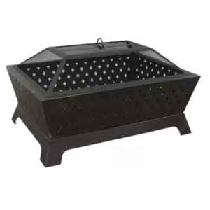 image of Dellonda 35" Rectangular Outdoor Fire Pit, Antique Bronze Effect