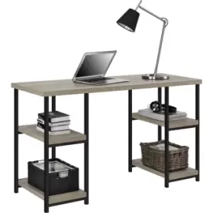 Image of Elmwood Double Pedestal Office Study Computer Desk Distressed Grey Sonoma Oak
