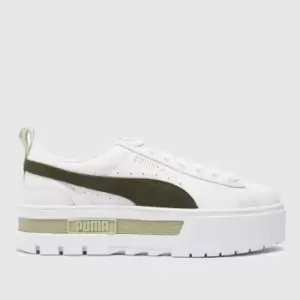 PUMA White & Green Mayze Trainers