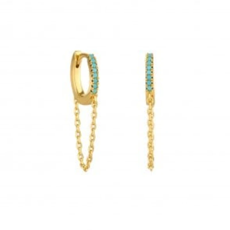 Image of Inicio 14K Real Gold Plated Recyc Chain Stud Hoops Hoop Earrings One Size Gold 87943510000
