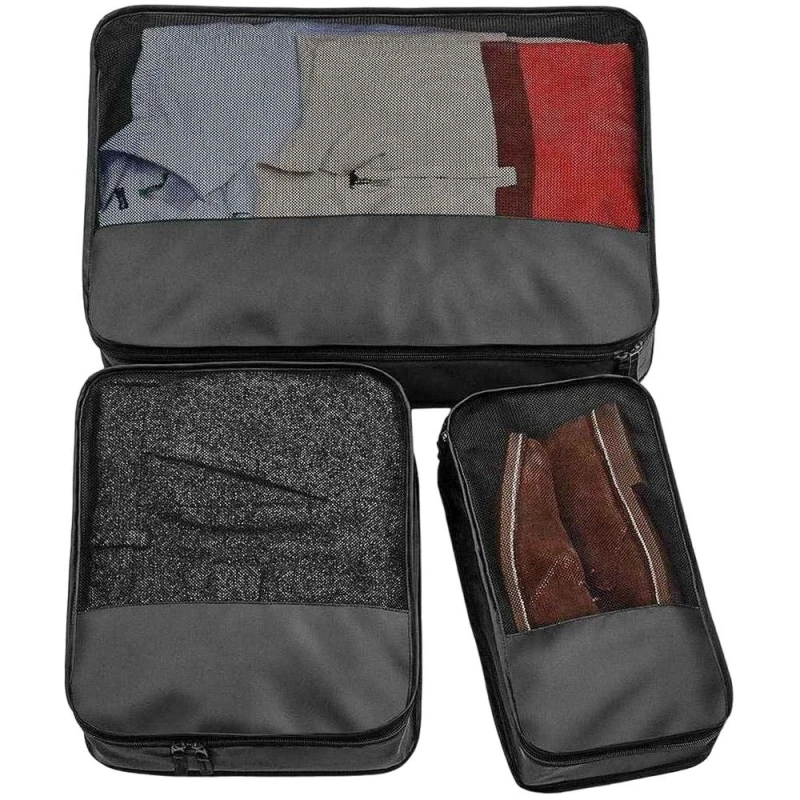 Image of Bagbase Escape Packing Cube Set (Pack of 3) Black unisex